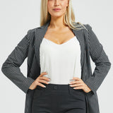 Classic Blazer | Stretch Ponte (Black Beige Pinstripe)