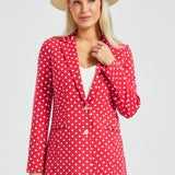 Classic Blazer | Stretch Ponte (Red White Dot)
