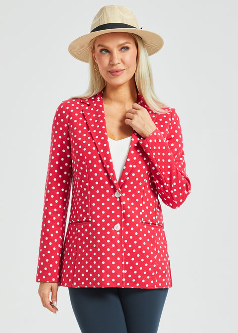 Classic Blazer | Stretch Ponte (Red White Dot)