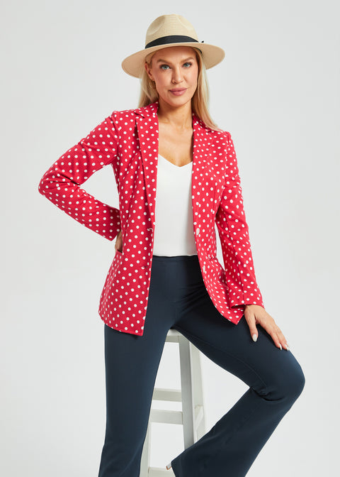 Classic Blazer | Stretch Ponte (Red White Dot)