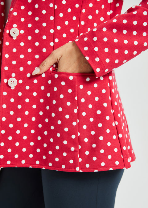 Classic Blazer | Stretch Ponte (Red White Dot)