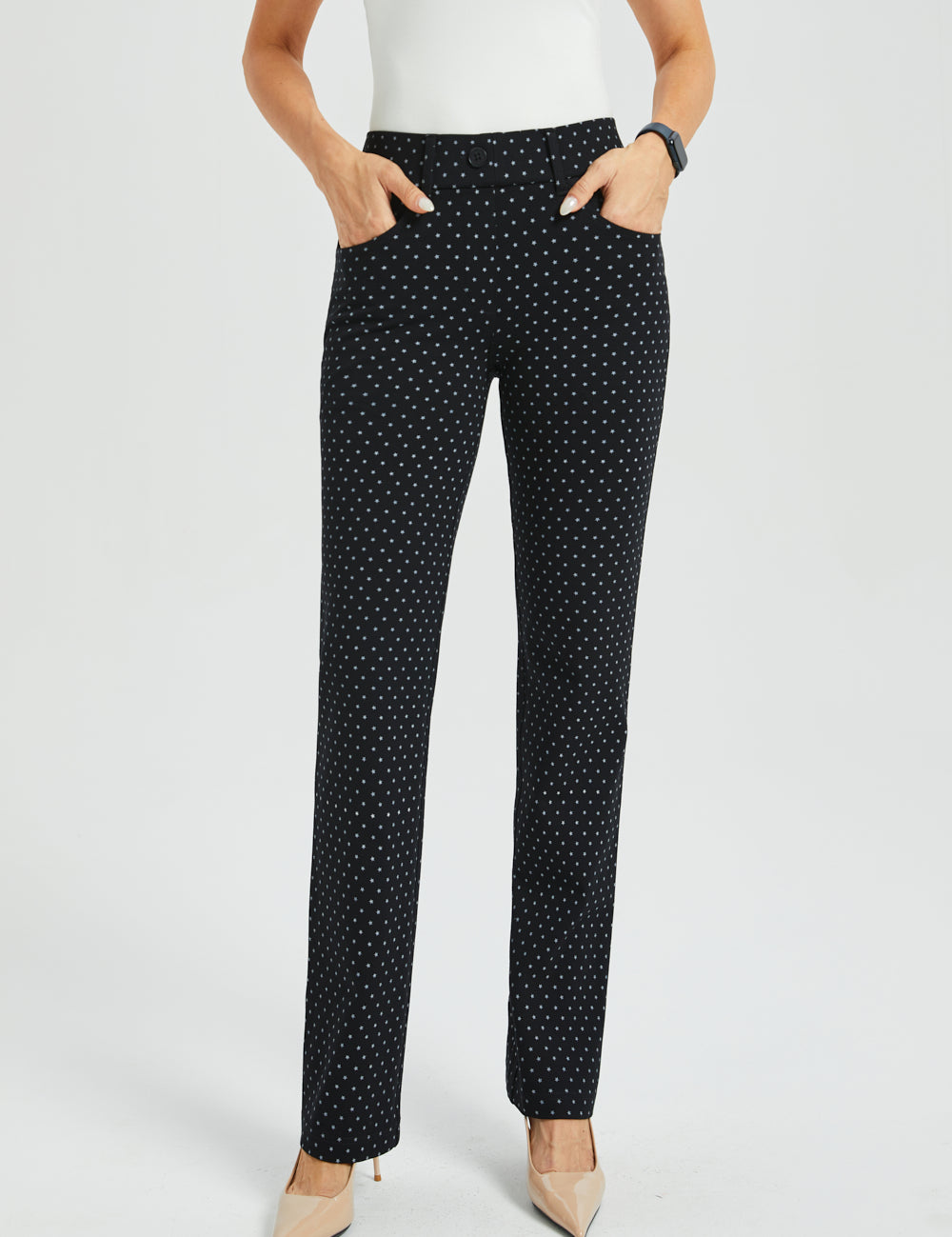 7-Pocket DPYP™ Dress Pant Yoga Pant | Straight (Black White Star)