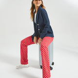 7-Pocket DPYP™ Dress Pant Yoga Pant | Straight (Red White Dot)