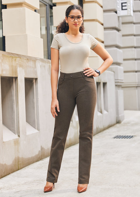 PRESALE ⏰ 7-Pocket DPYP™ Dress Pant Yoga Pants | Straight (Heather Brown)