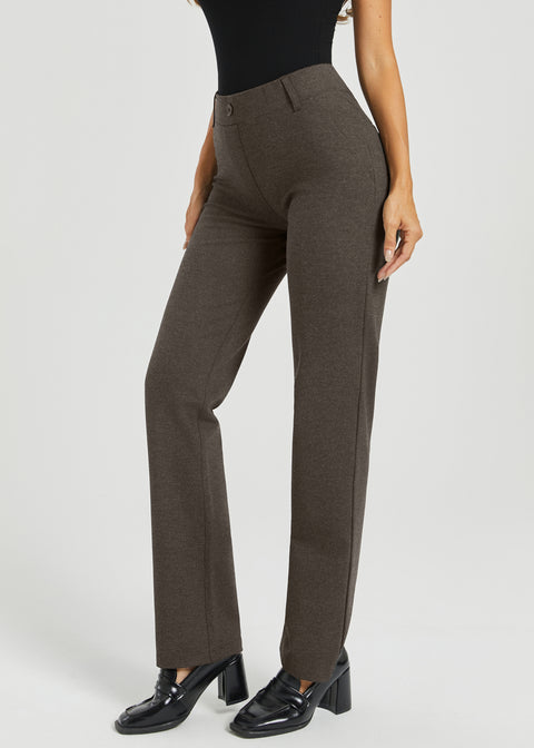 PRESALE ⏰ Two-Pocket DPYP™ Dress Pant Yoga Pants | Straight (Heather Brown)