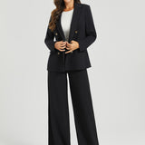 Double Breasted Blazer | Stretch Ponte (Black)