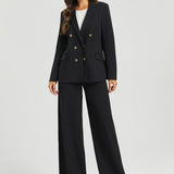 Double Breasted Blazer | Stretch Ponte (Black)
