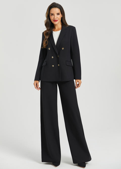 Double Breasted Blazer | Stretch Ponte (Black)