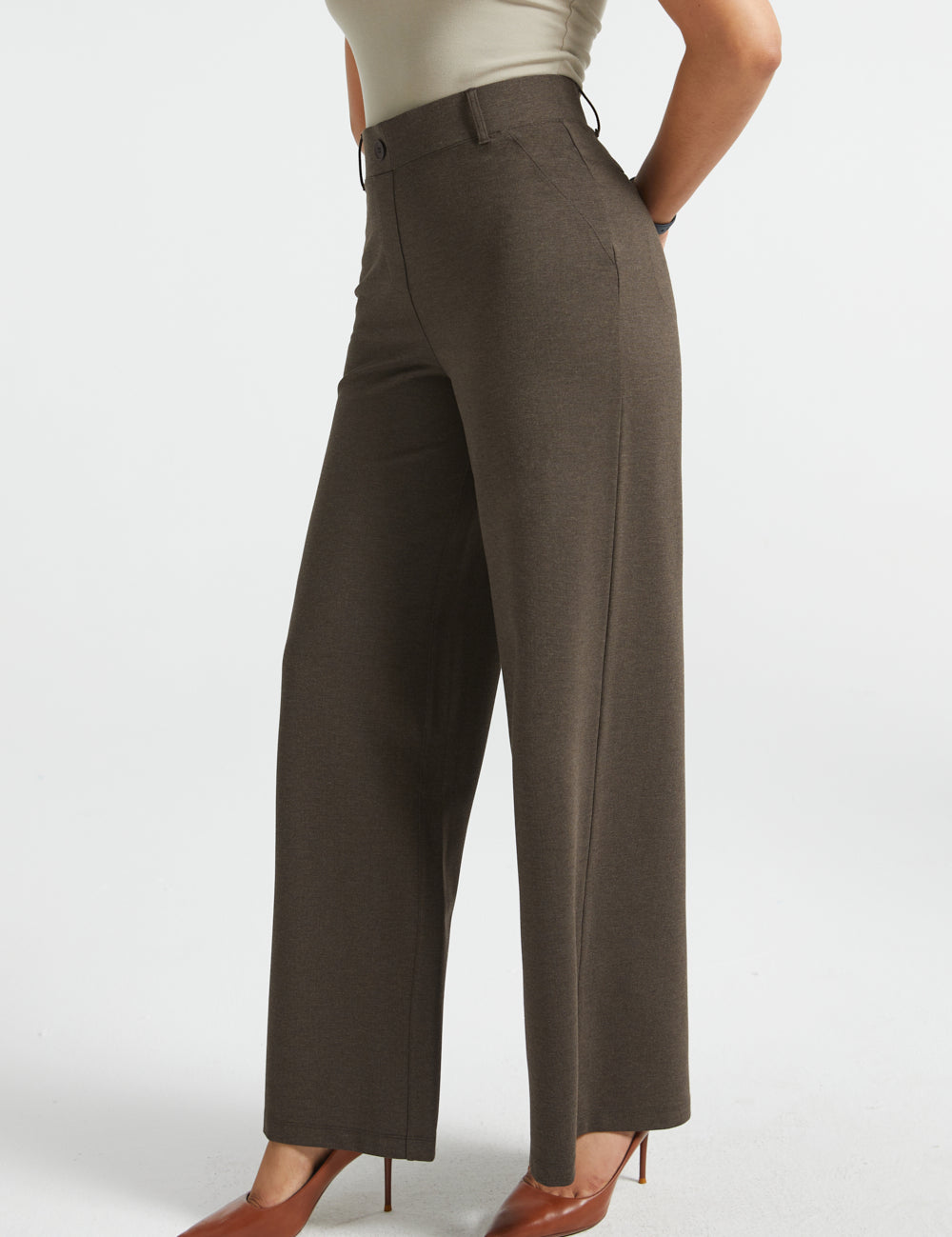 PRESALE ⏰ Two-Pocket DPYP™ Dress Pant Yoga Pants | Wide (Heather Brown)