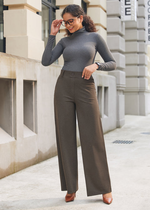 PRESALE ⏰ Two-Pocket DPYP™ Dress Pant Yoga Pants | Wide (Heather Brown)