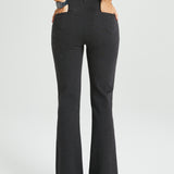 Back view of charcoal gray dress pants showing pockets