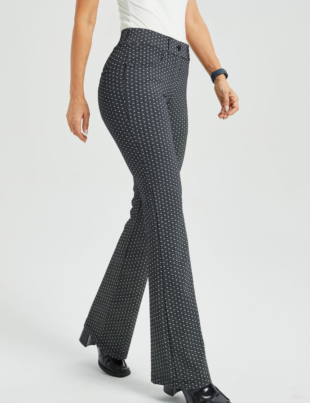 7-Pocket DPYP™ Dress Pant Yoga Pant | Bootcut (Black White Geo)