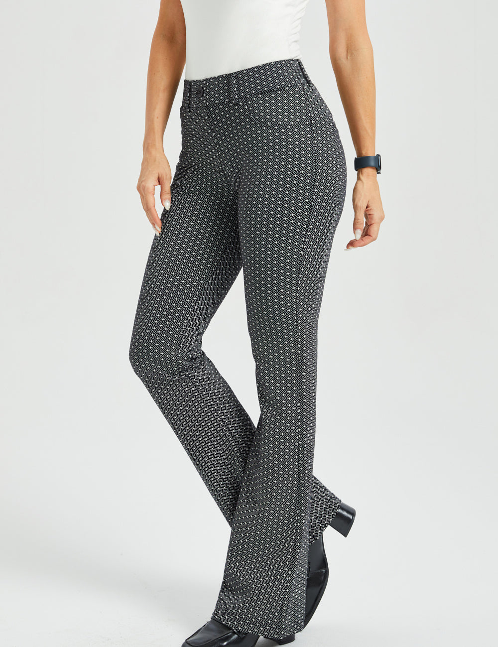 7-Pocket DPYP™ Dress Pant Yoga Pant | Bootcut (Black White Geo)