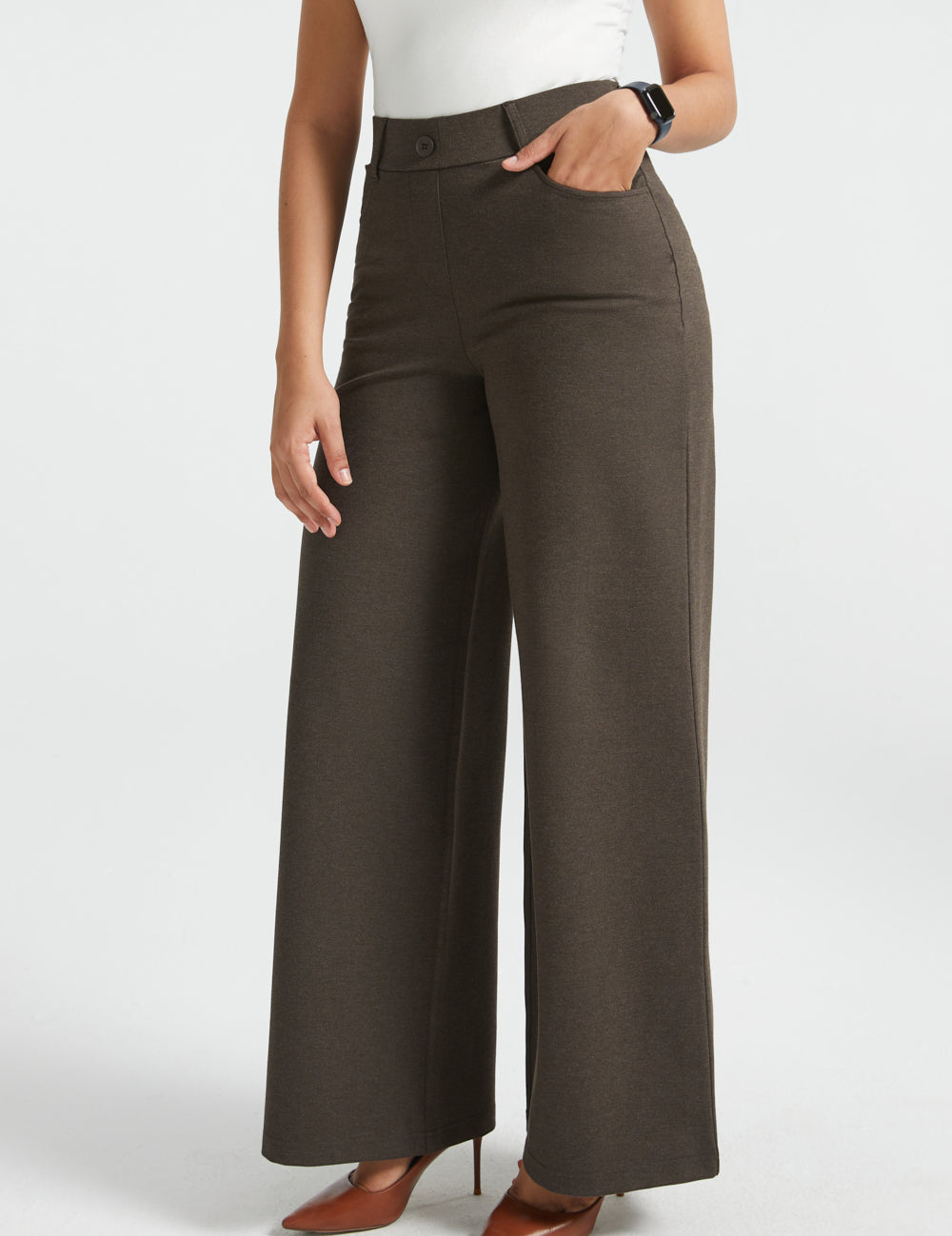 PRESALE ⏰ 7-Pocket High-Waist DPYP™ Dress Pant Yoga Pants | Wide (Heather Brown)