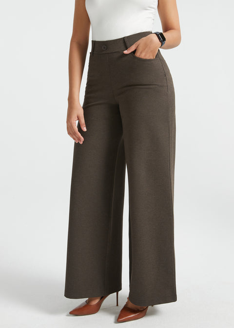 PRESALE ⏰ 7-Pocket High-Waist DPYP™ Dress Pant Yoga Pants | Wide (Heather Brown)