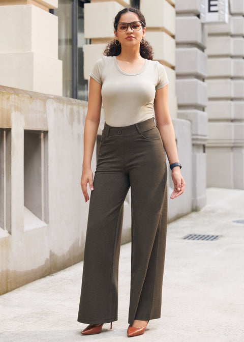 PRESALE ⏰ 7-Pocket High-Waist DPYP™ Dress Pant Yoga Pants | Wide (Heather Brown)
