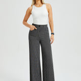 7-Pocket High-Waist DPYP™ Dress Pant Yoga Pant | Wide (Black Beige Pinstripe)