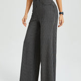 7-Pocket High-Waist DPYP™ Dress Pant Yoga Pant | Wide (Black Beige Pinstripe)