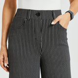7-Pocket High-Waist DPYP™ Dress Pant Yoga Pant | Wide (Black Beige Pinstripe)