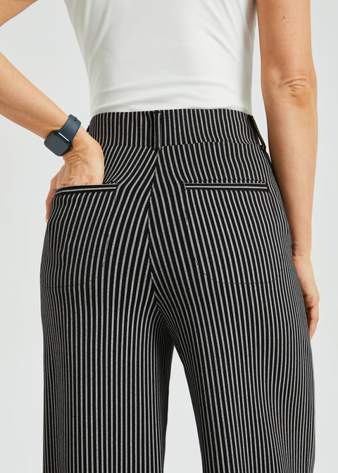 PRESALE ⏰ 7-Pocket High-Waist DPYP™ Dress Pant Yoga Pant | Wide (Black Beige Pinstripe)