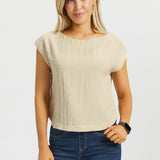 Drift Boat Neck Tee | Linenette (Stone)
