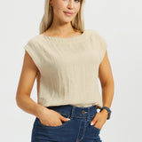 Drift Boat Neck Tee | Linenette (Stone)