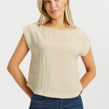 Drift Boat Neck Tee | Linenette (Stone)