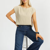 Drift Boat Neck Tee | Linenette (Stone)
