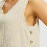 Drift Button Top | Linenette (Stone)