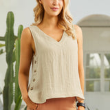Drift Button Top | Linenette (Stone)