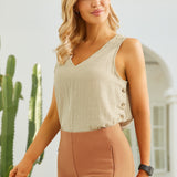 Drift Button Top | Linenette (Stone)