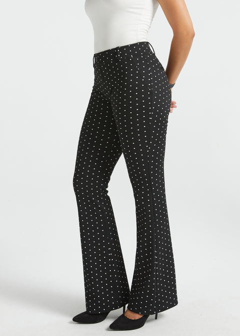 Classic Dress Pants | Bootcut - Jacquard (Black Ivory Dot)