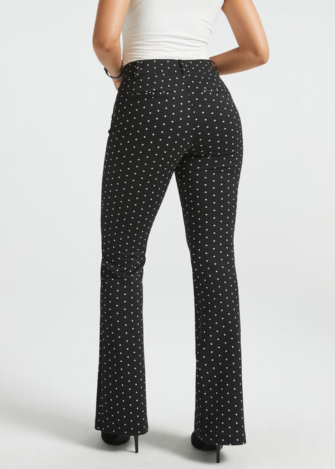 Classic Dress Pants | Bootcut - Jacquard (Black Ivory Dot)