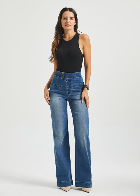 Farah Jeans | High-Waist Wide-Leg Denim (Canyon Wash)