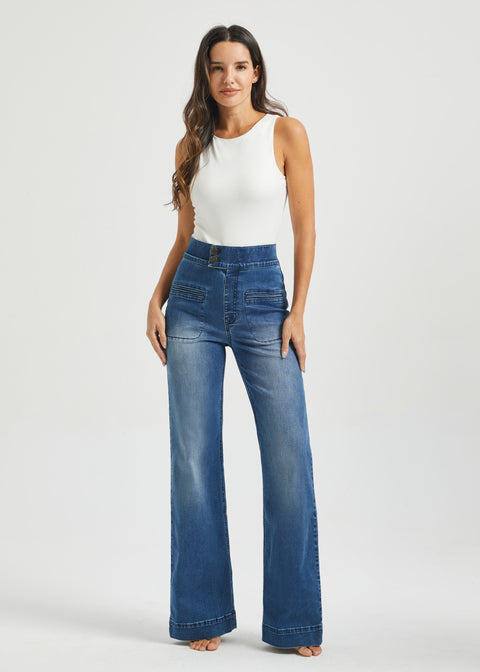 Farah Jeans | High-Waist Wide-Leg Denim (Canyon Wash)