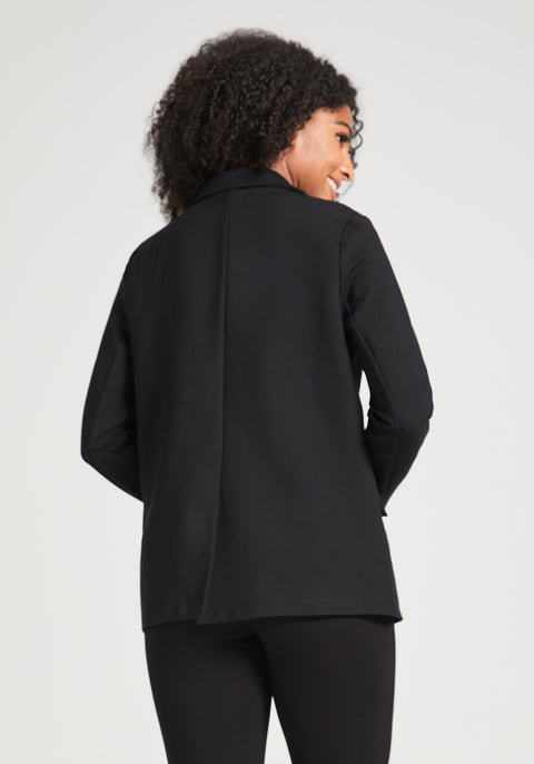 Double Breasted Blazer | Stretch Ponte (Black)