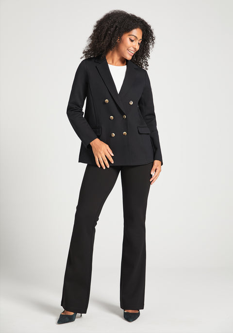 Double Breasted Blazer | Stretch Ponte (Black)