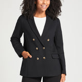 Double Breasted Blazer | Stretch Ponte (Black)