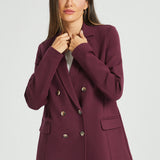 Double Breasted Blazer | Stretch Ponte (Burgundy)