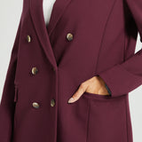 Double Breasted Blazer | Stretch Ponte (Burgundy)