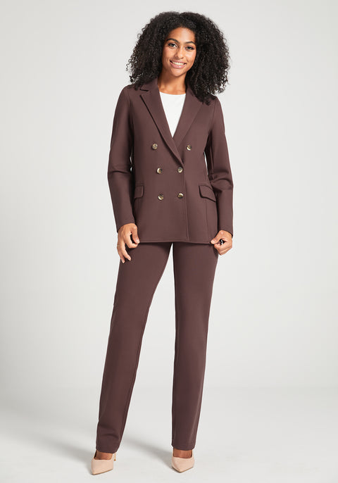 Double Breasted Blazer | Stretch Ponte (Cherrywood) - Final Sale