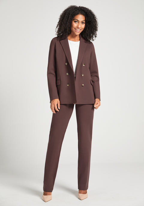 Double Breasted Blazer | Stretch Ponte (Cherrywood) - Final Sale