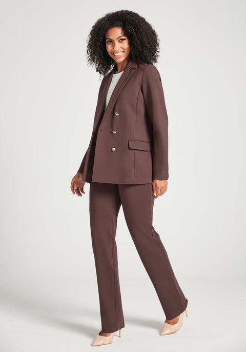 Double Breasted Blazer | Stretch Ponte (Cherrywood) - Final Sale