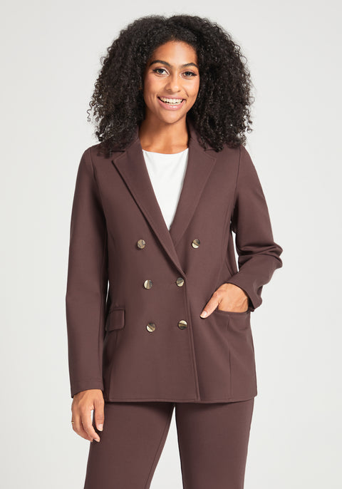 Double Breasted Blazer | Stretch Ponte (Cherrywood) - Final Sale