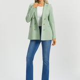 Double Breasted Blazer | Stretch Ponte (Muted Mint)