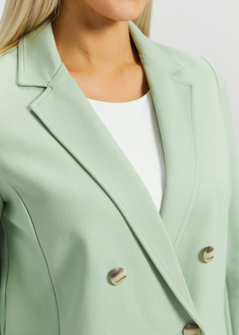 Double Breasted Blazer | Stretch Ponte (Muted Mint)