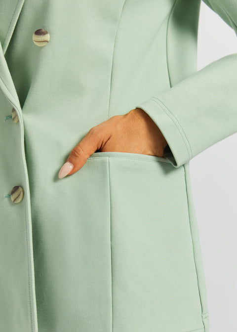 Double Breasted Blazer | Stretch Ponte (Muted Mint)