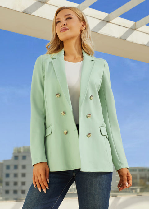 Double Breasted Blazer | Stretch Ponte (Muted Mint)