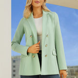 Double Breasted Blazer | Stretch Ponte (Muted Mint)