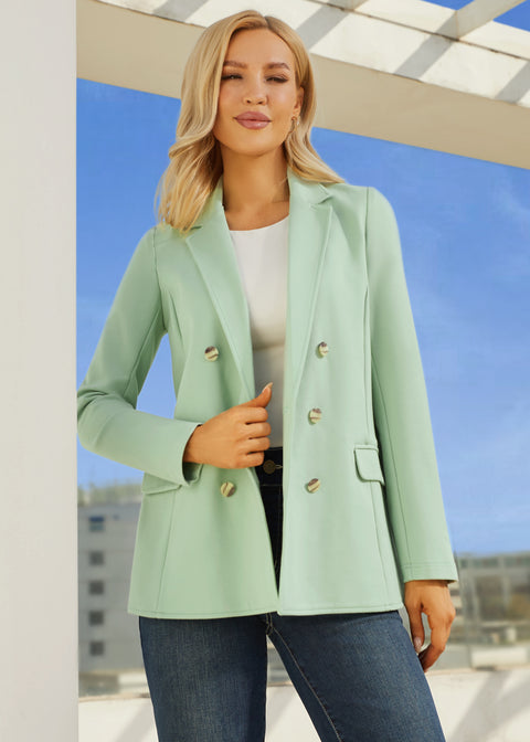 Double Breasted Blazer | Stretch Ponte (Muted Mint)